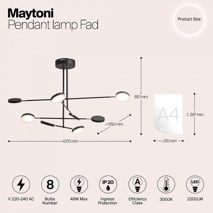 Светильник Maytoni MOD070PL-L48B3K